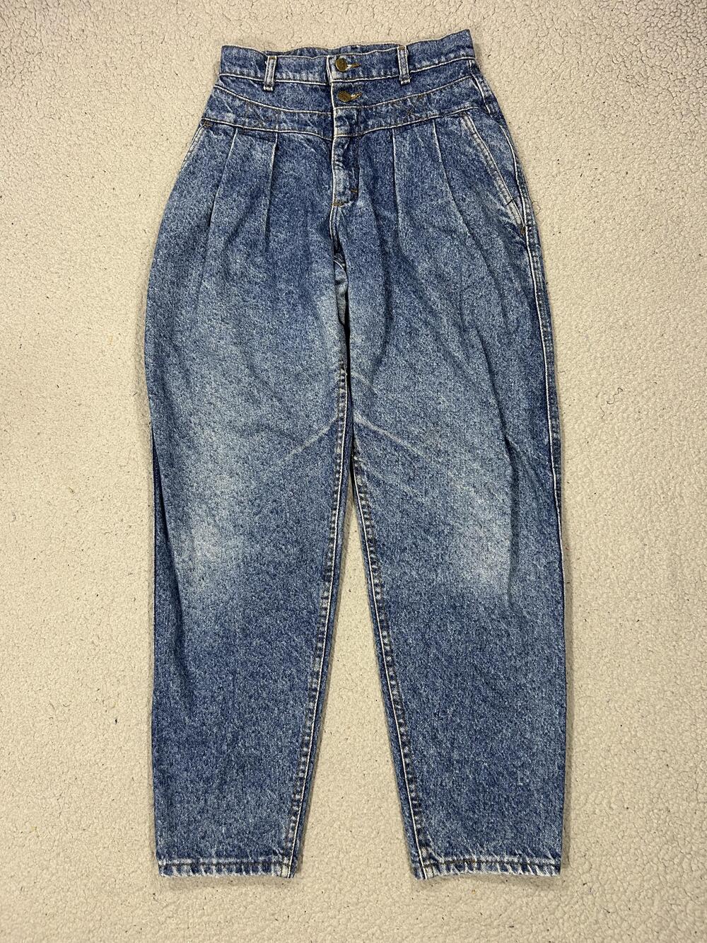 Vintage Lee Jeans Womens 9 Blue Acid Wash High Rise Pleated Tapered USA 80s